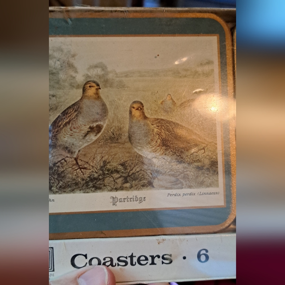 Vintage Set 6 Pimpernel Game Birds Cork Backed Coasters New In Package - Picture 5 of 5